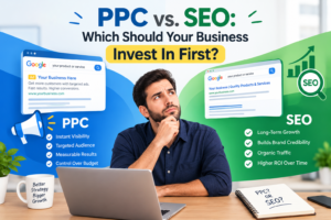 PPC vs SEO explained for businesses. Compare costs, results, benefits, and timelines to decide which digital marketing strategy to invest in first.